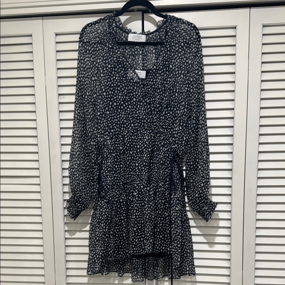 Navy And White Polka Dot Mini Dress